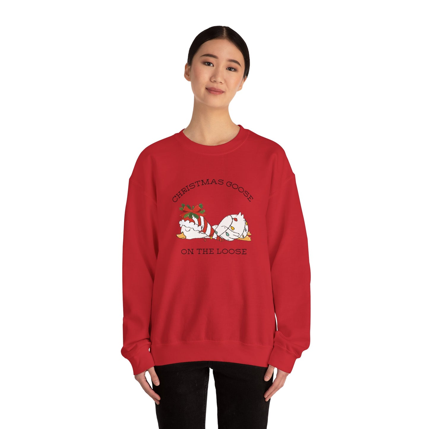 Christmas Goose On The Loose Sweatshirt — Funny Holiday Crewneck