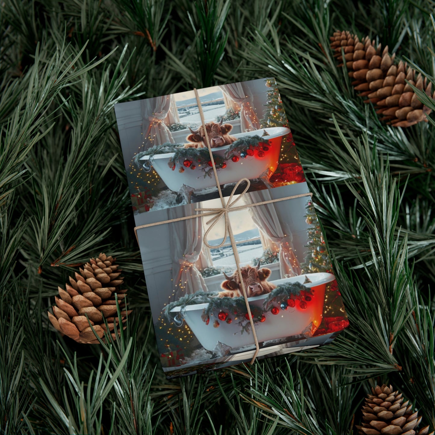 Christmas Highland Cow Wrapping Paper