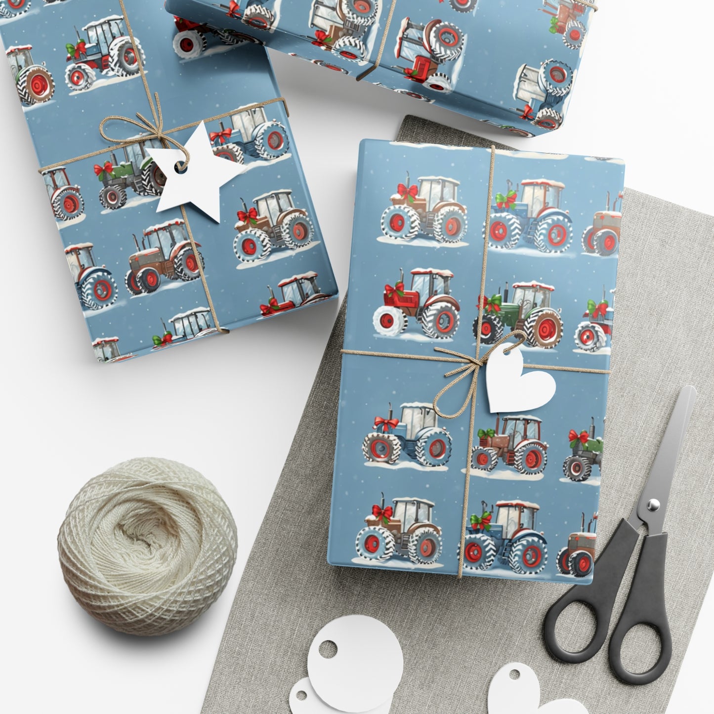 Christmas Tractor Wrapping Paper