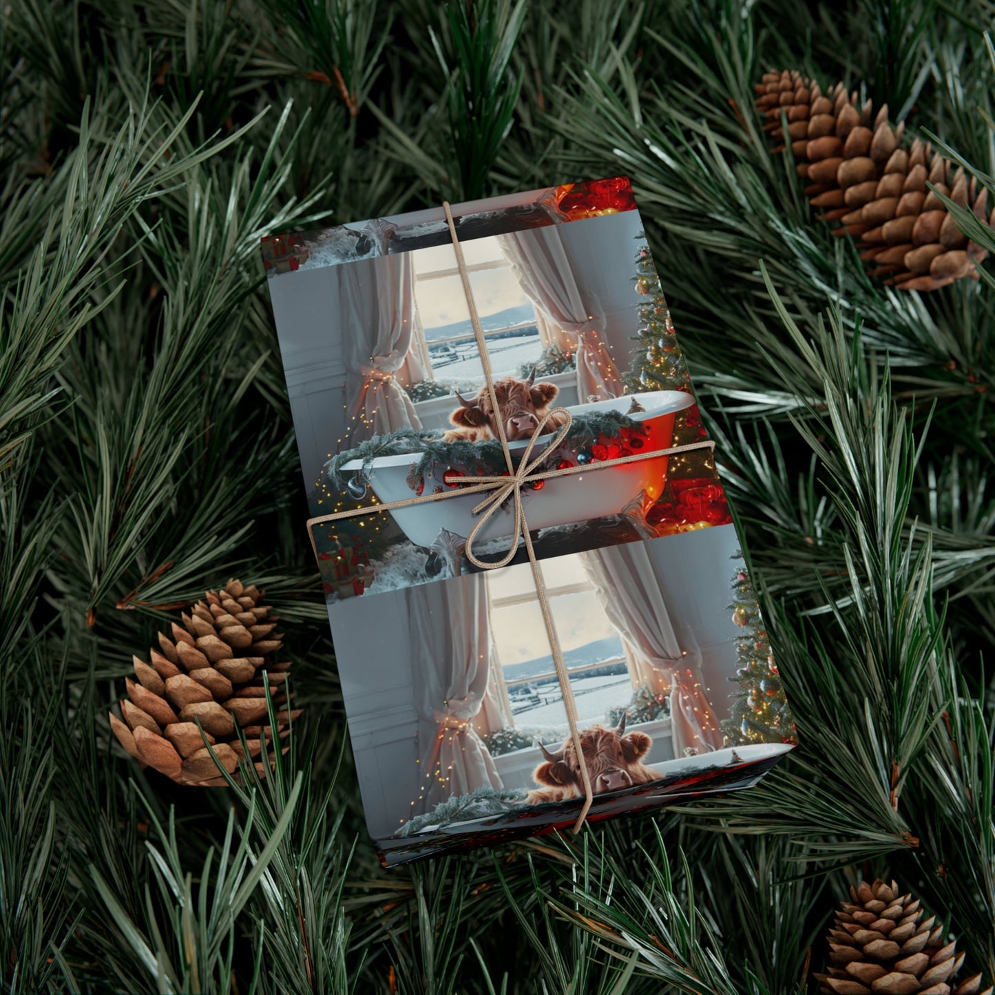 Christmas Highland Cow Wrapping Paper