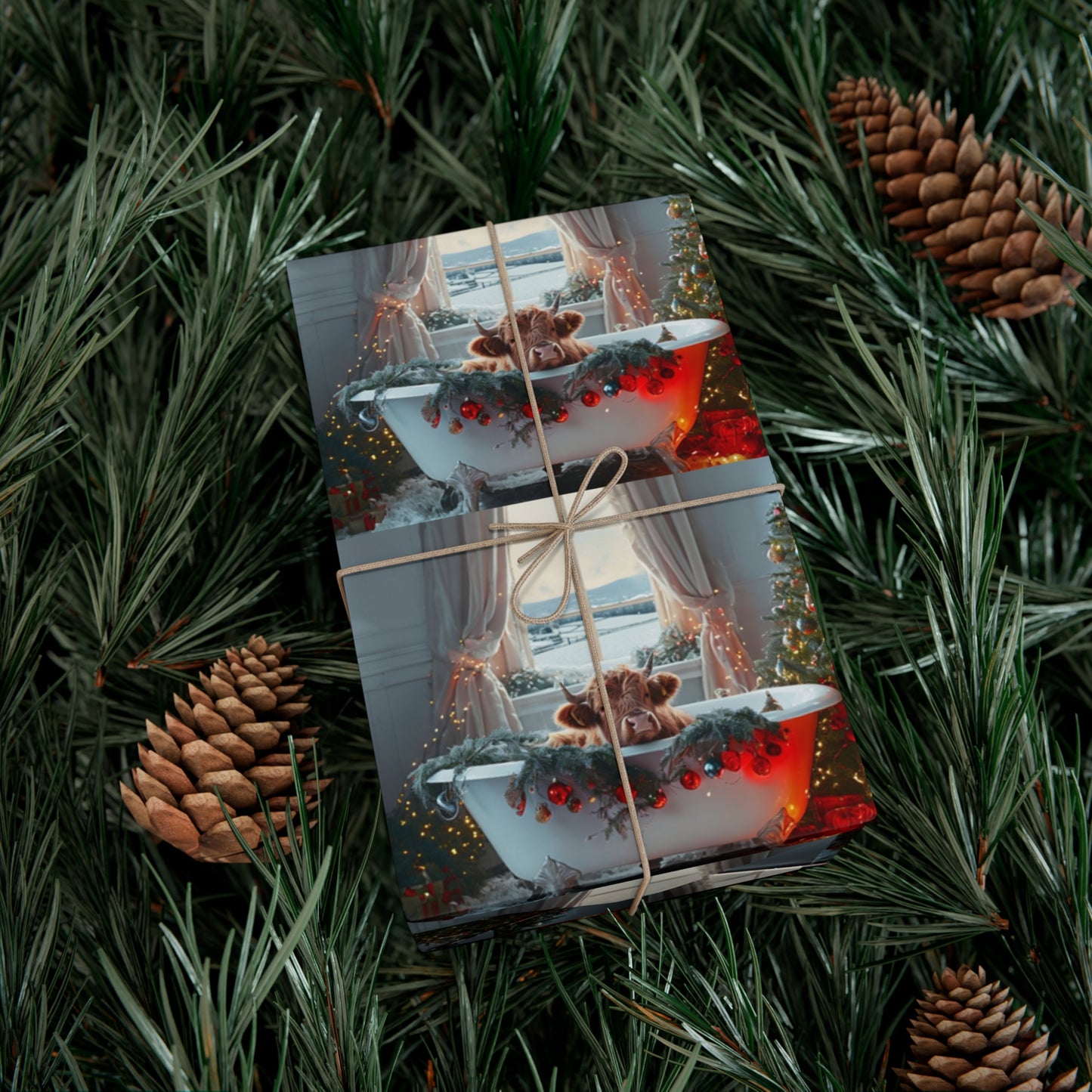 Christmas Highland Cow Wrapping Paper