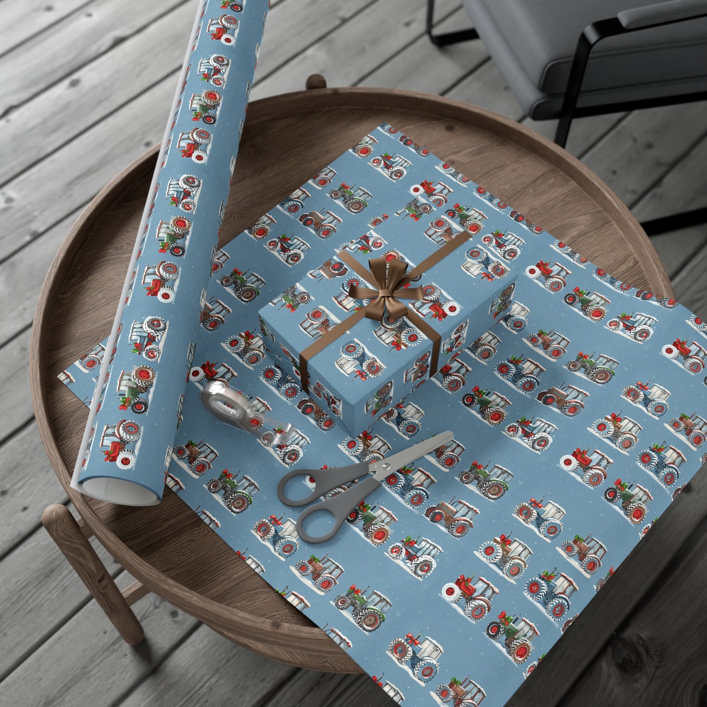 Christmas Tractor Wrapping Paper