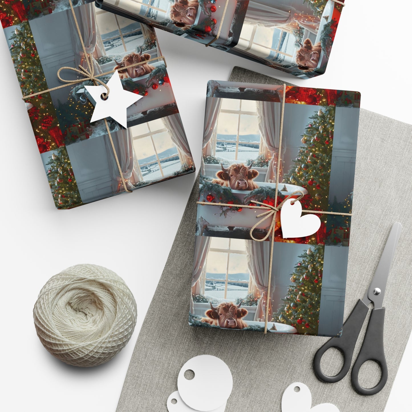 Christmas Highland Cow Wrapping Paper