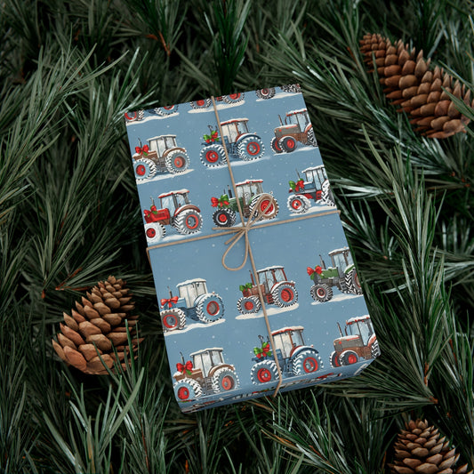Christmas Tractor Wrapping Paper