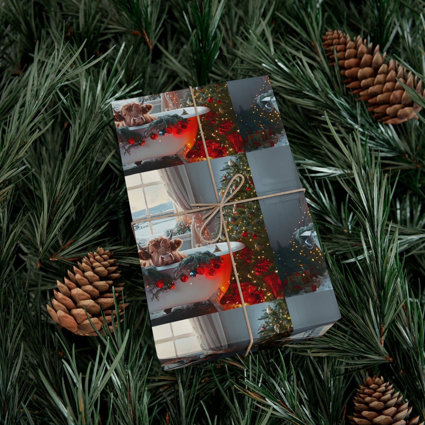 Christmas Highland Cow Wrapping Paper