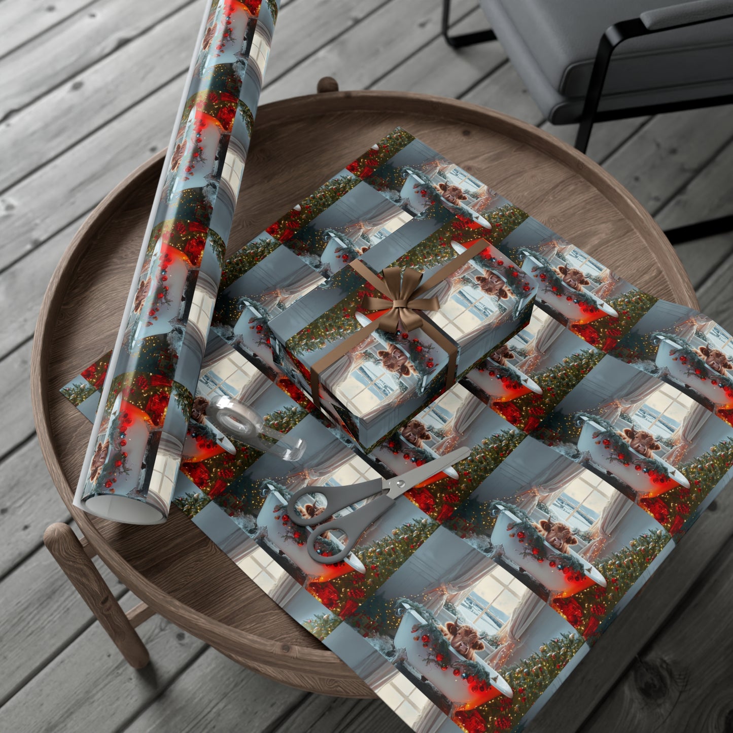 Christmas Highland Cow Wrapping Paper