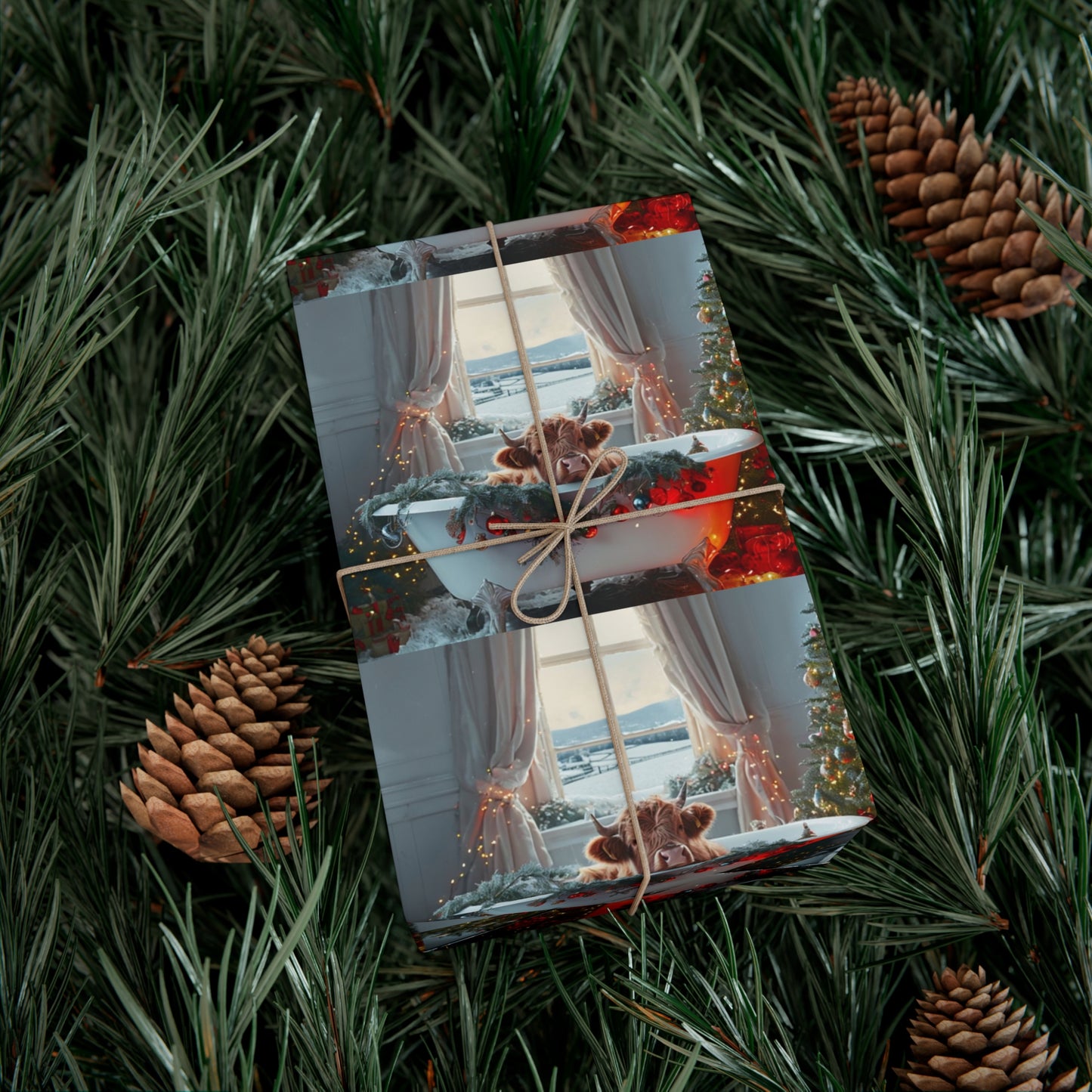 Christmas Highland Cow Wrapping Paper