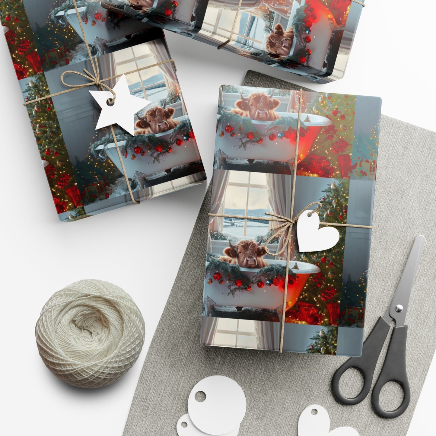 Christmas Highland Cow Wrapping Paper