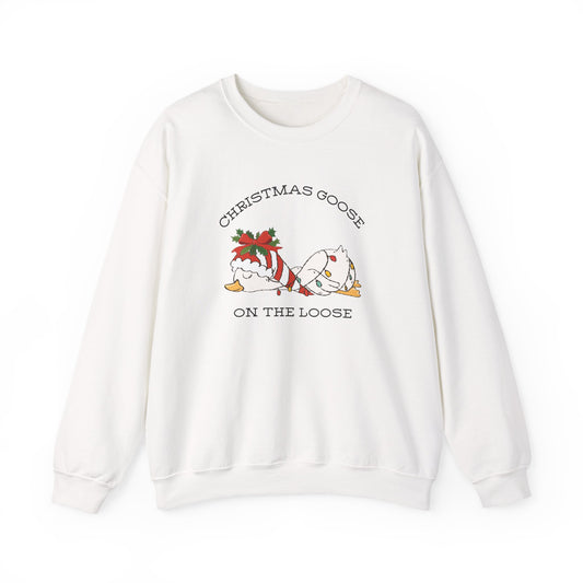 Christmas Goose On The Loose Sweatshirt — Funny Holiday Crewneck