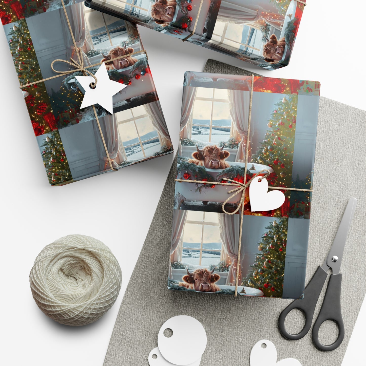 Christmas Highland Cow Wrapping Paper