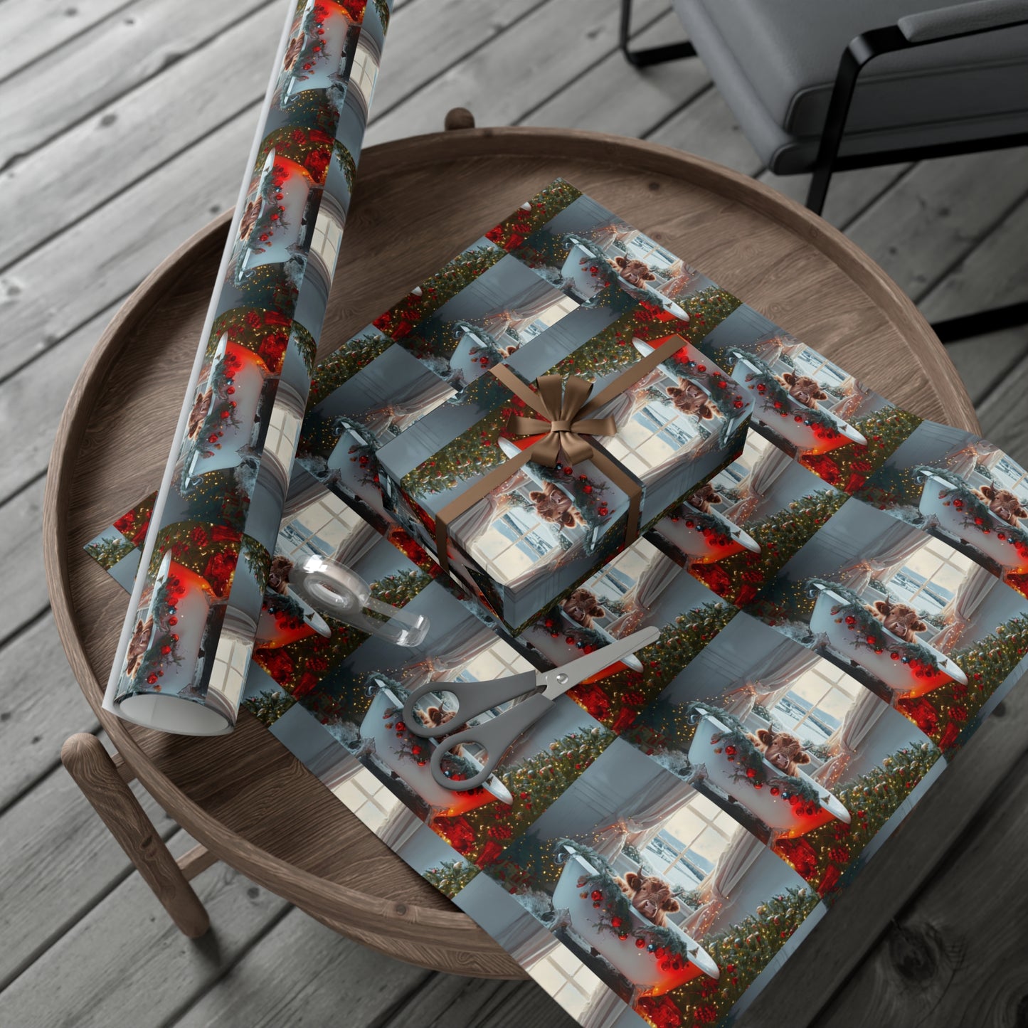 Christmas Highland Cow Wrapping Paper