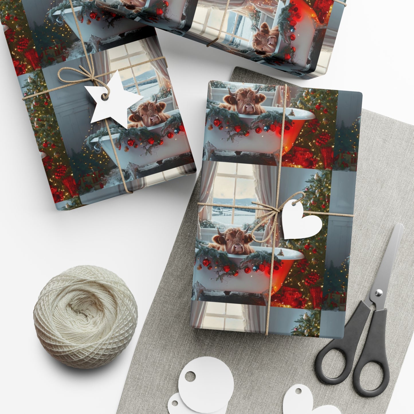 Christmas Highland Cow Wrapping Paper
