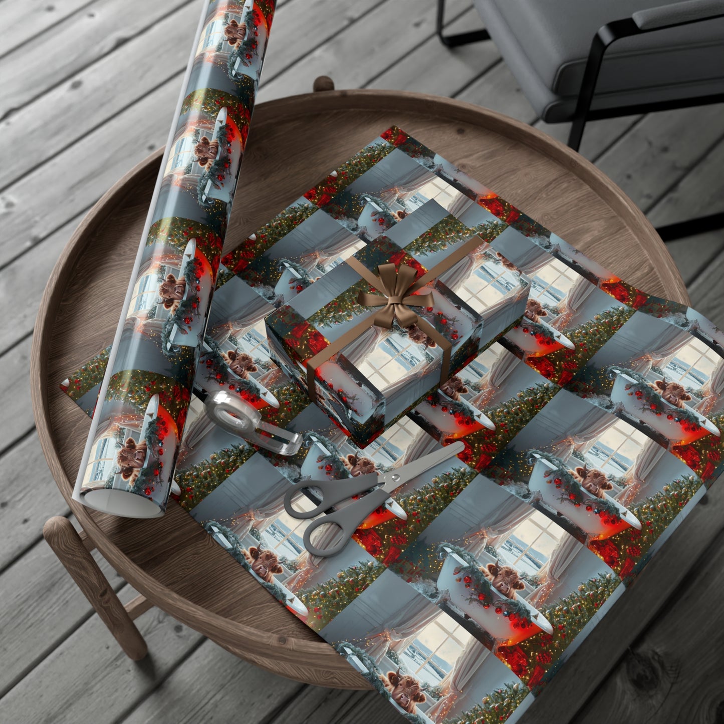 Christmas Highland Cow Wrapping Paper